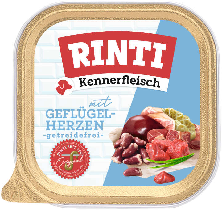 RINTI Hunde-Nassfutter Kennerfleisch Geflügelherzen